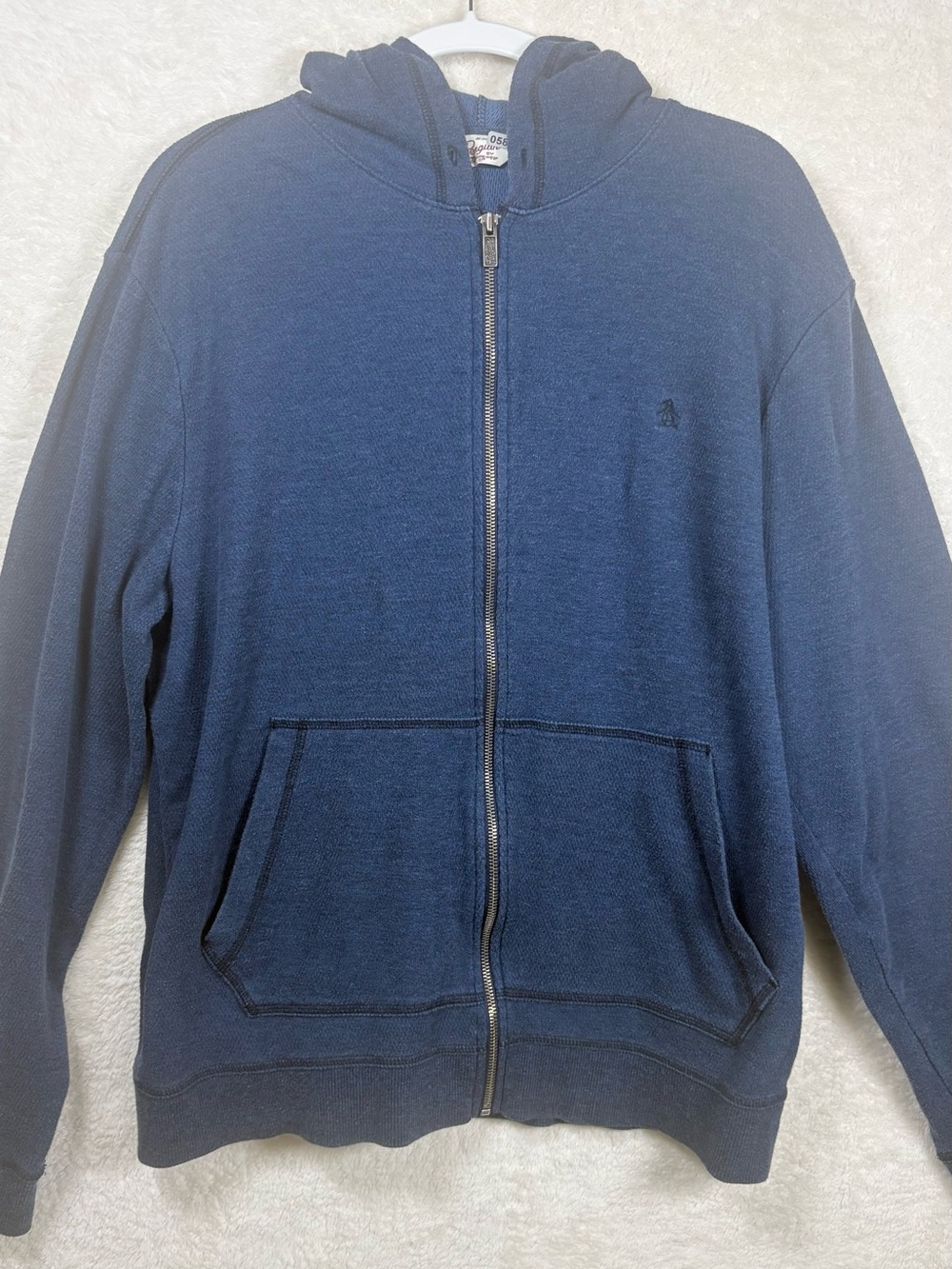 Classic Navy Zip-Up Hoodie Sweater - Men XXL 0588